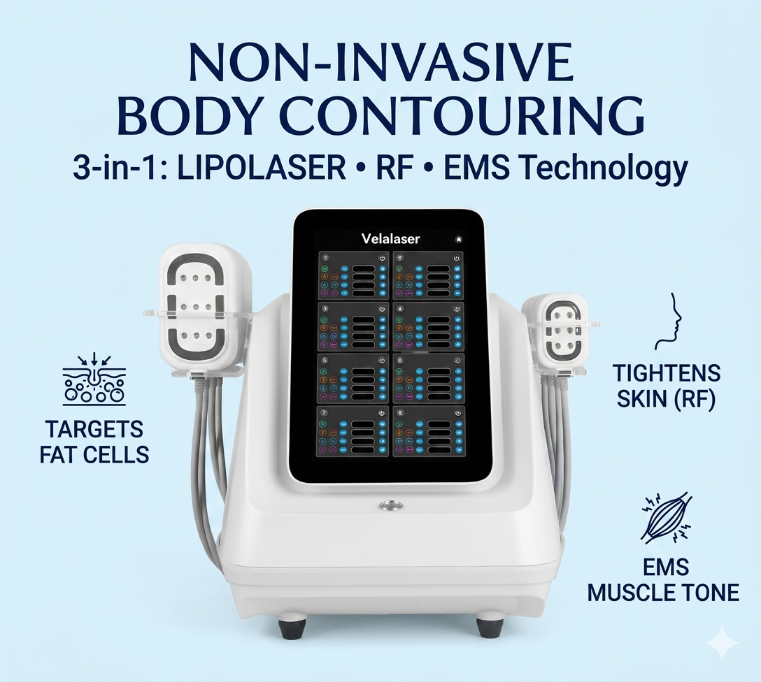 3-in-1 리포레이저, RF, EMS 기술을 결합한 비침습적 바디 컨투어링 - 셰프몬