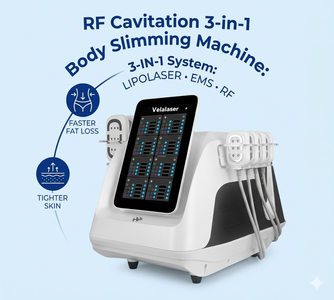 RF Cavitation 3-in-1 Body Slimming Machine Lipolaser, EMS & RF System for Faster Fat Loss and Tighter Skin - shefmon