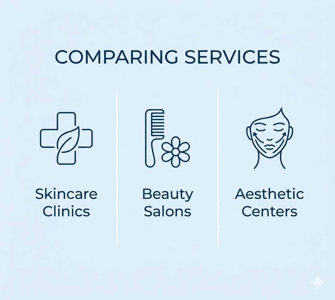 Comparing Skincare Clinics, Beauty Salons, and Aesthetic Centers Machines and Services - shefmon