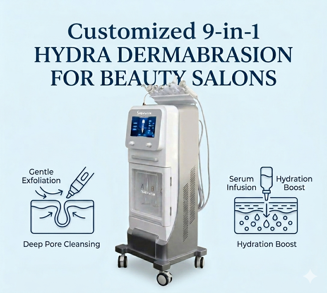 Maßgeschneidertes, multifunktionales 9-in-1 Hydra-Dermabrasionsgerät für Schönheitssalons – shefmon