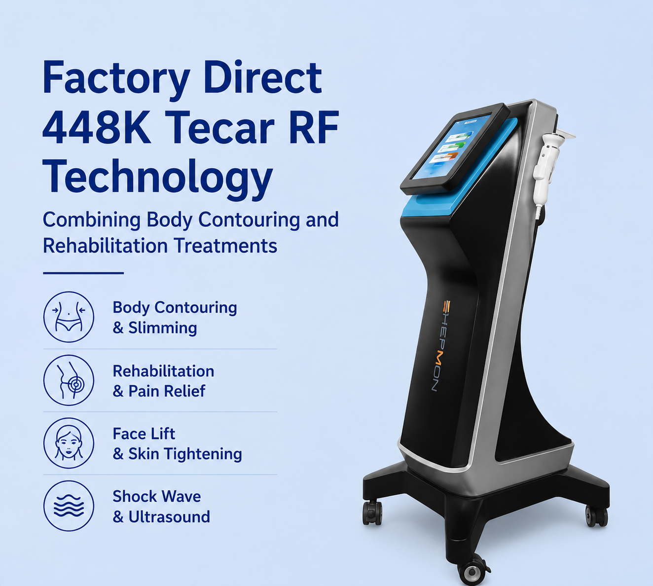 Factory Direct 448K Tecar RF Technology Combining Body Contouring and Rehabilitation Treatments - shefmon