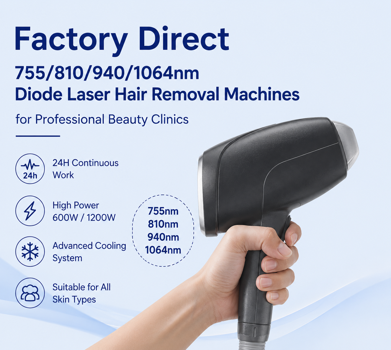 Factory Direct 7558109401064nm Diode Laser Hair Removal Machines for Professional Beauty Clinics - shefmon