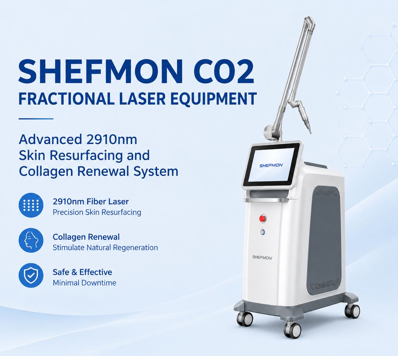 Shefmon CO2 Fractional Laser Equipment Advanced 2910nm Skin Resurfacing and Collagen Renewal System - shefmon
