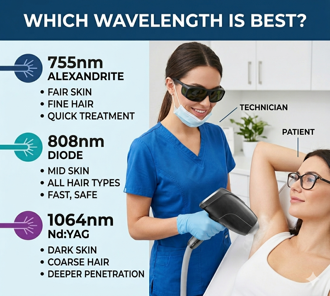 755nm vs 808nm vs 1064nm Which Laser Wavelength Is Best for Hair Removal - shefmon