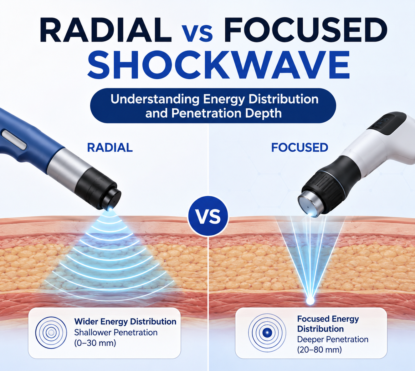 Onde de choc radiale vs focalisée : Comprendre la distribution de l’énergie et la profondeur de pénétration - shefmon