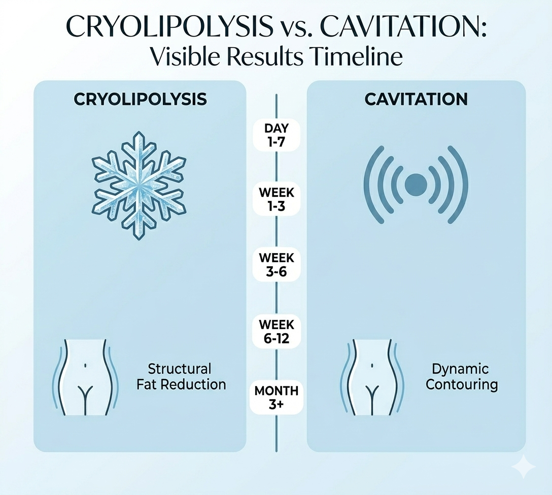 Visible Results Timeline of Cryolipolysis and Cavitation Treatments - shefmon